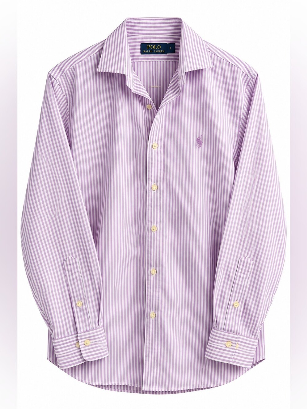 Polo Ralph Lauren Classic Fit Lavender Stripe Non Iron Shirt L 16 32-33, Preppy